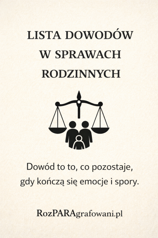 Lista dowodów w sprawach rodzinnych